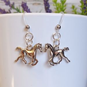 Hypoallergenic Plastic Hook Horse Earrings